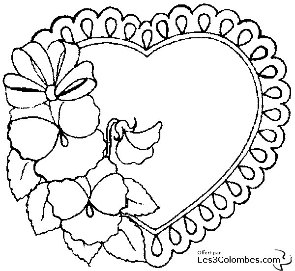dessin coeur pour la saint valentin 009 - Coloriage en ligne gratuit pour enfant
