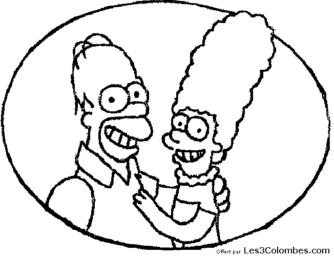 coloriage Marge Simpson Homer Simpson 02