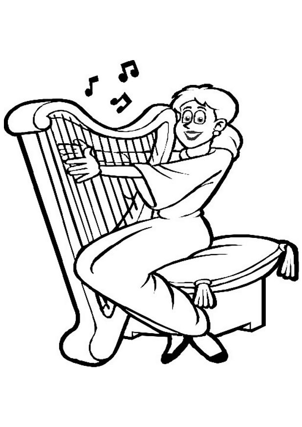 coloriage de musique harpe 10